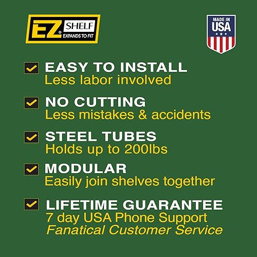 Miniatura 7 de Estantes de garaje expandibles, paquete de 2 (cada uno de 40 a 75 pulgadas) - Blanco, fácil de instalar, resistente (250 librasestante), organizador