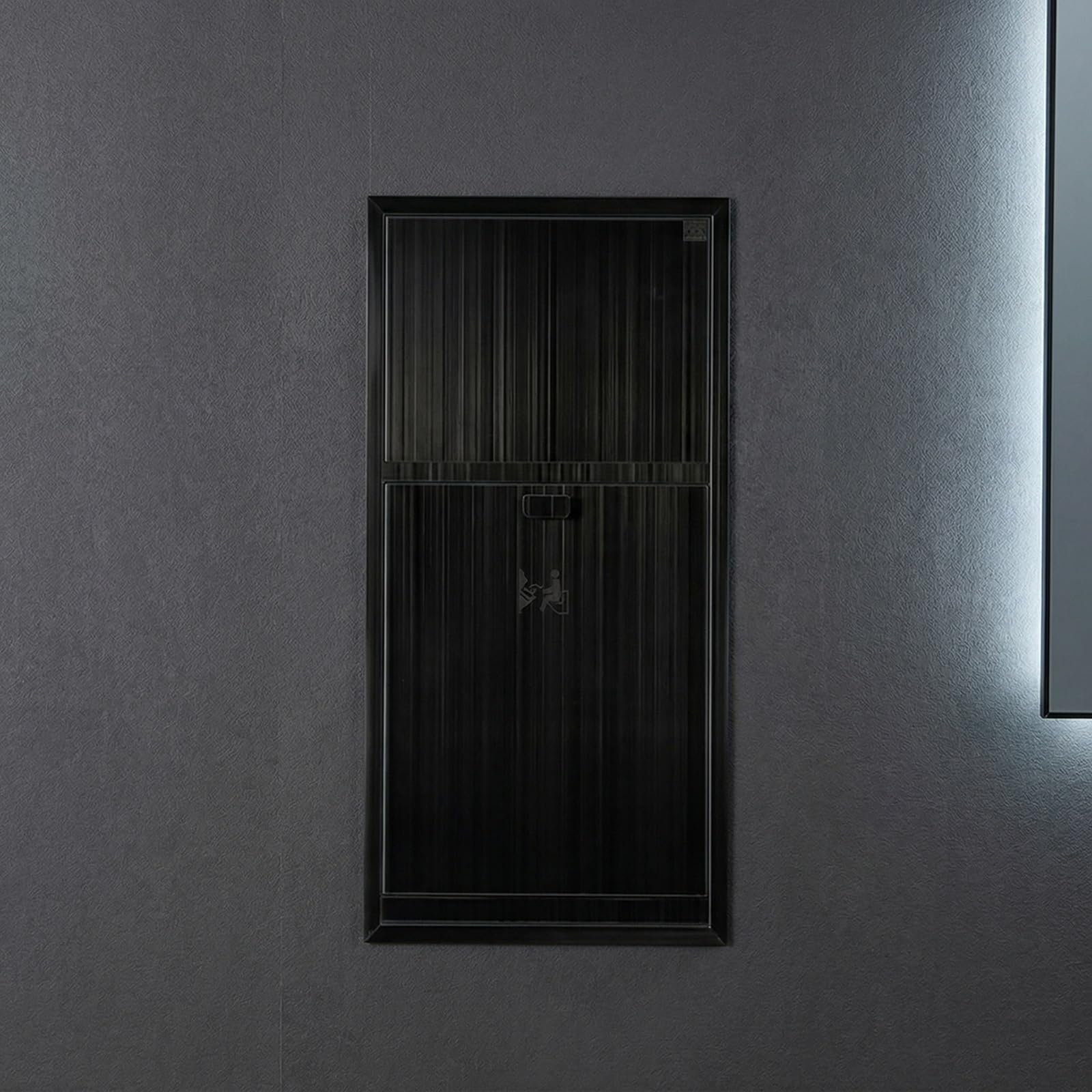 Portarrollos de Papel Higiénico Empotrado con Papelera, Nicchia de Acero Inoxidable 304 para Baño, Mueble WC de Pared, Acabado Cepillado(Nero,580x310mm)