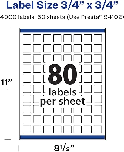Miniatura 5 de Avery Etiquetas cuadradas impermeables duraderas, tecnología Sure Feed, 34 "x 34", 4,000 en total, etiquetas impermeables resistentes al aceite y al