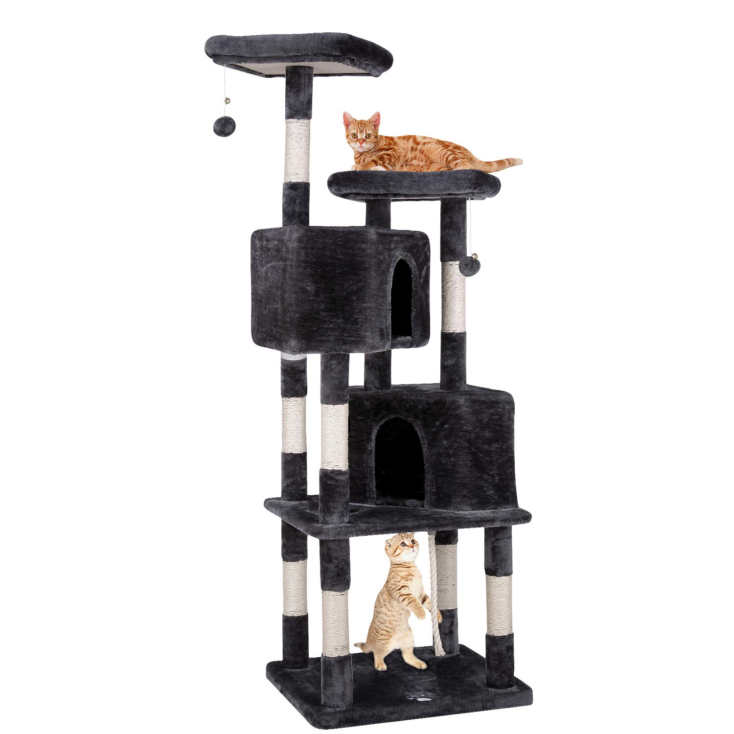 POTBY 70" Multi-Level Cat Tree Play House Climber Activity Centre Tower Stand Furniture, Irregular Spacious Condos, Perches, Sisal Scratching Posts&Rope, Anti-toppling Devices, Suit for Kittens, Pets
