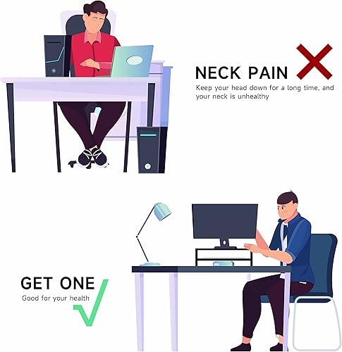 Miniatura 8 de FITUEYES Soporte elevador para monitor de computadora, soporte de escritorio, organizador de espacio de trabajo, paquete de 2 unidades DT204202WB