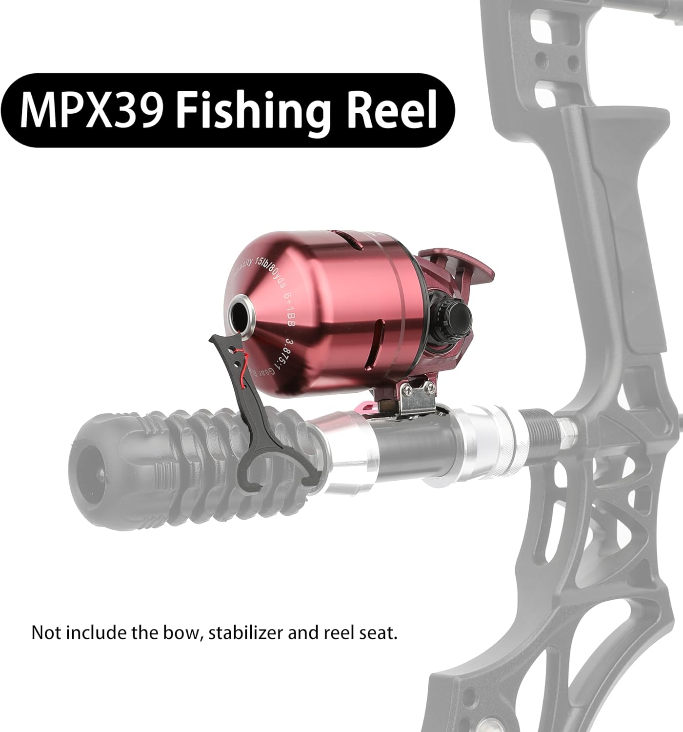 AMEYXGS MPX39 Bowfishing Reel for Archery Hungting Bow Fishing, Stainless Steel and Aluminium, Left/Right Reversible Handle, 3.875:1 Gear Ratio, Strong Line 4# 85 Yards 0.32mm/50lb