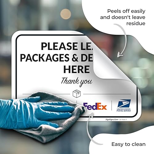 Vista 120 de Cartel de entrega del paquete, letrero de instrucciones de entrega, 10 x 7 pulgadas, aluminio 040 libre de óxido, resistente a la decoloración