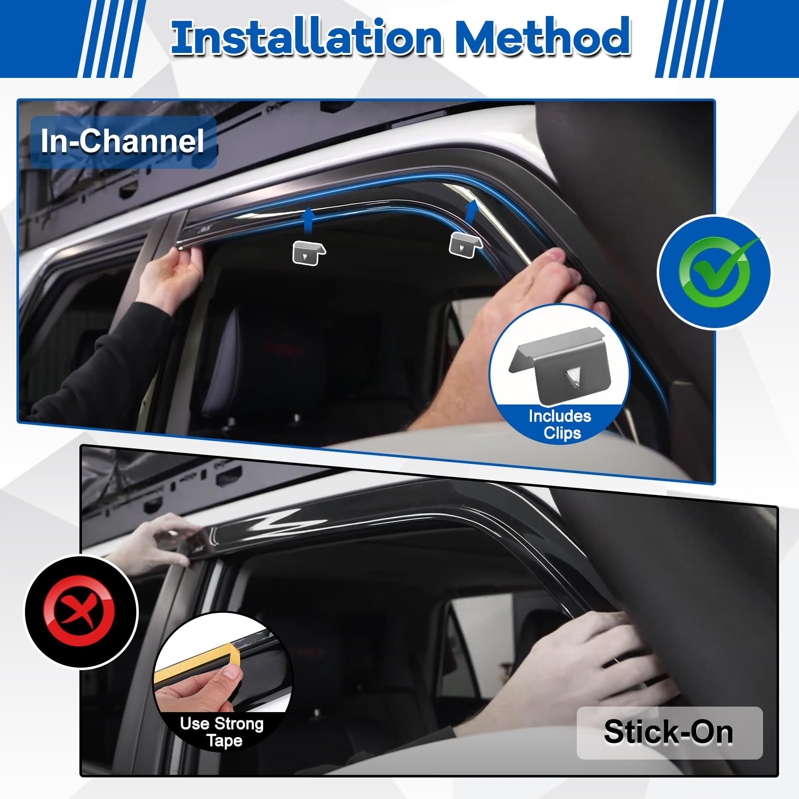 Deflector de Viento Deflector de Aire Compatible con VW Golf MK7 MK8 2012-2025 Deflectores de Lluvia para Ventanas Laterales con Clip Fijo - 4 Piezas