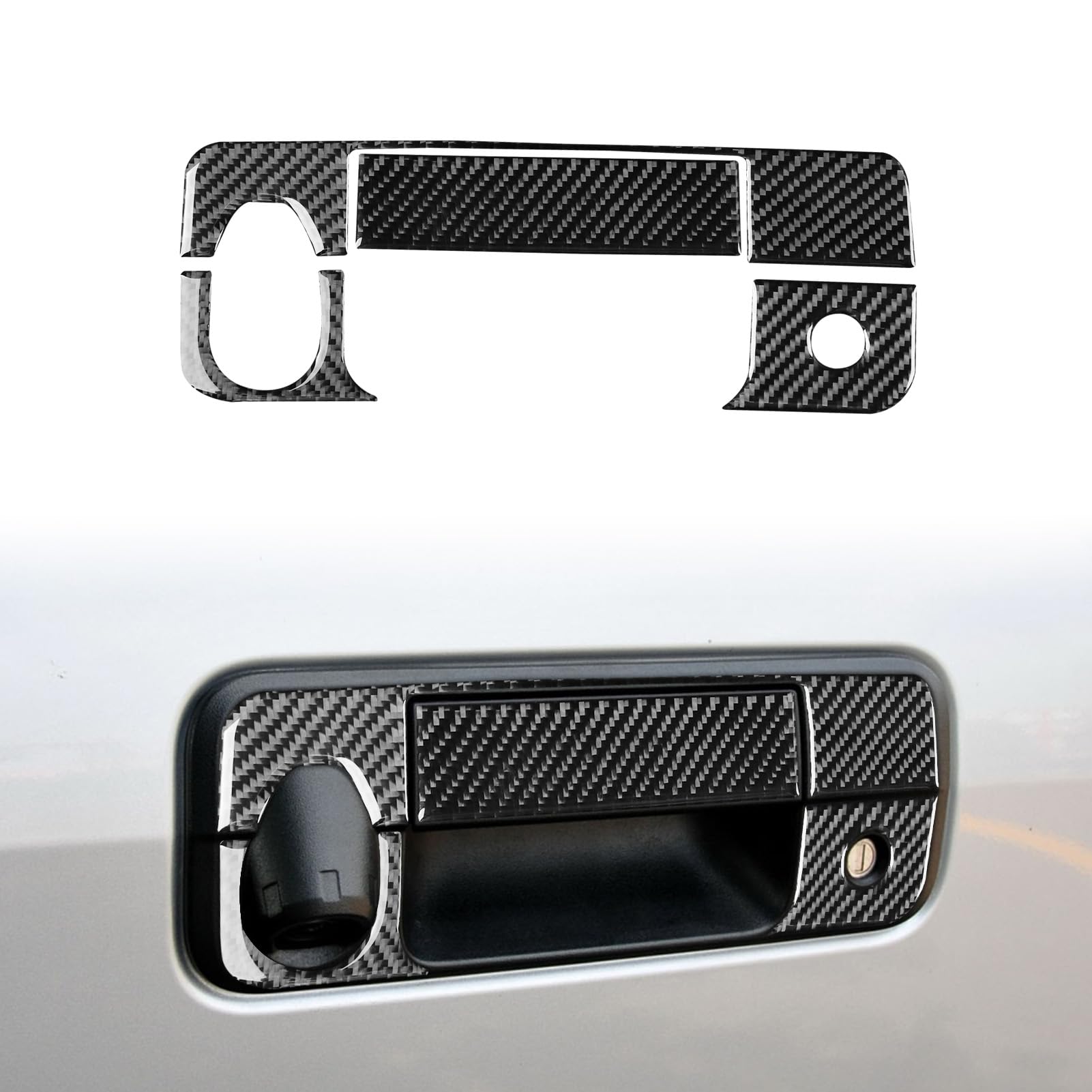 Car Interior Accessories Rear Tailgate Exterior Handle Sticker Carbon Fiber Trim Sticker Compatible with Toyota Tundra 2007 2008 2009 2010 2011 2012 2013