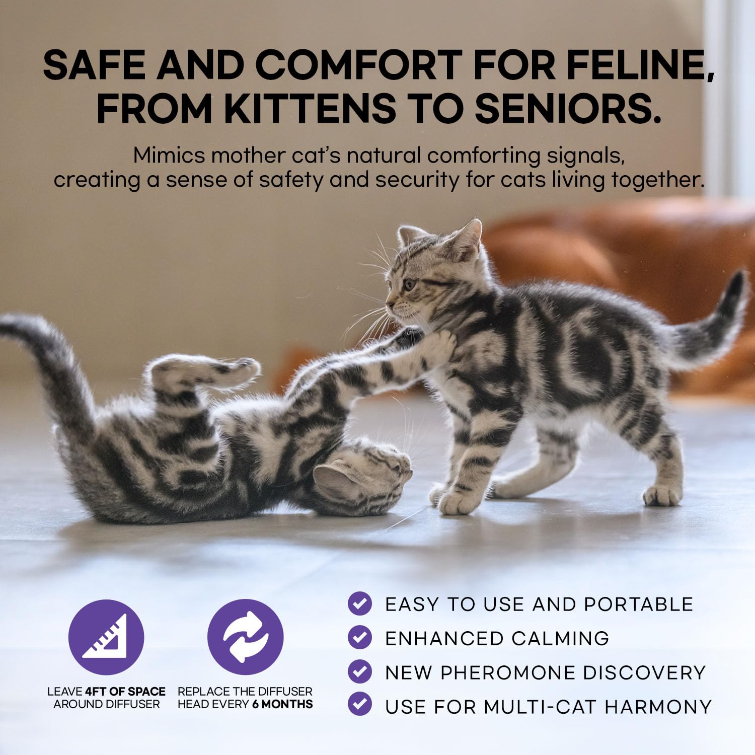 Lot de 2 diffuseurs apaisants de phéromones de chat de qualité supérieure - Soulage le stress et l'anxiété pour chats