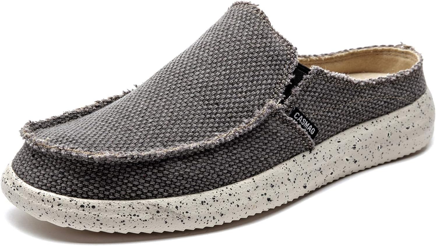 CASMAG Men's Classic Flat Slip on Shoes Clog Cloth Comfort Casual Driving Walking Slip On Loafers Grey US 7.5