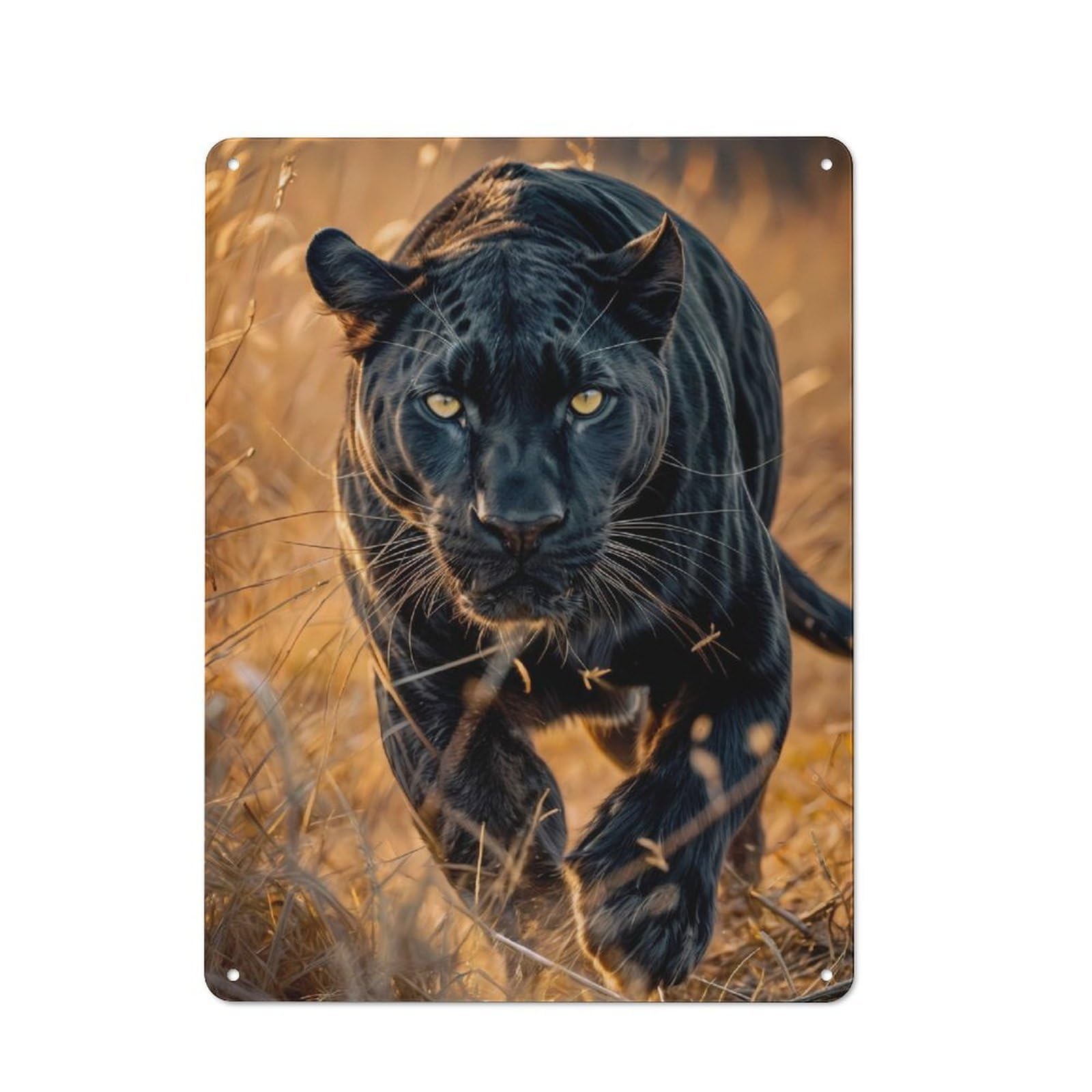 Junmoney Majestic Black Panther Rustic Metal Wall Sign 40X30cm For Kitchen Or Home Bar, Suited To Home Bar Enthusiasts