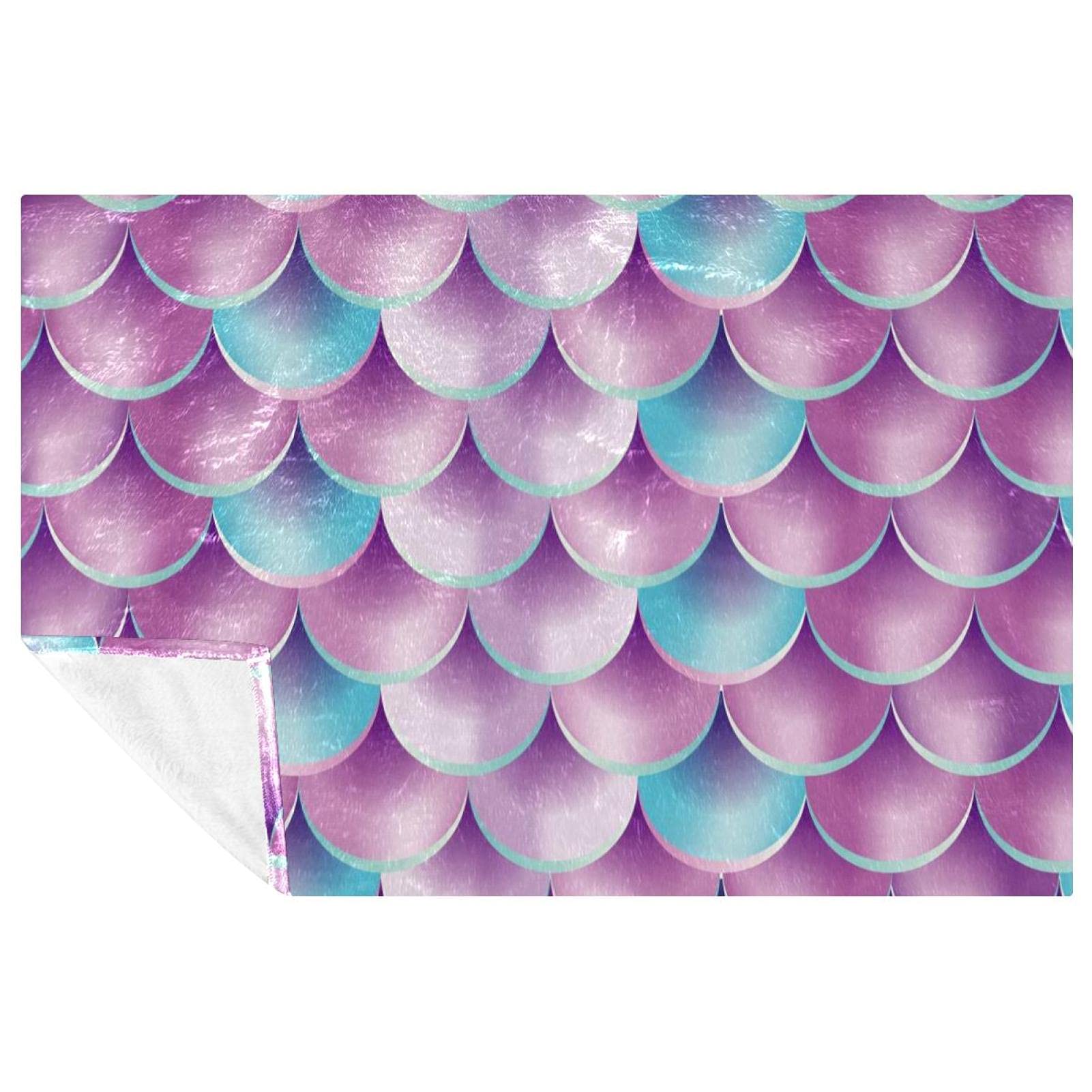 Couverture sirène cadeau original motif écailles douce pour lit