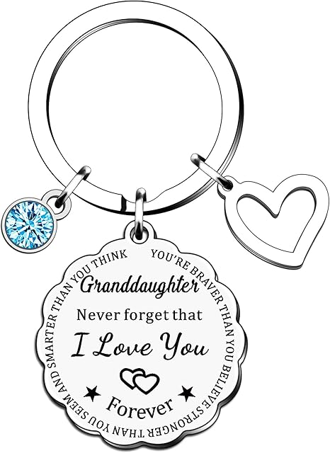 SMARGO Inspirational Granddaughter Keyring for Women Grils Birthday Christmas Xmas Presents from Nana Grandma Grandad Grandparents Family Lettering Keychain You are Braver Than You Believe
