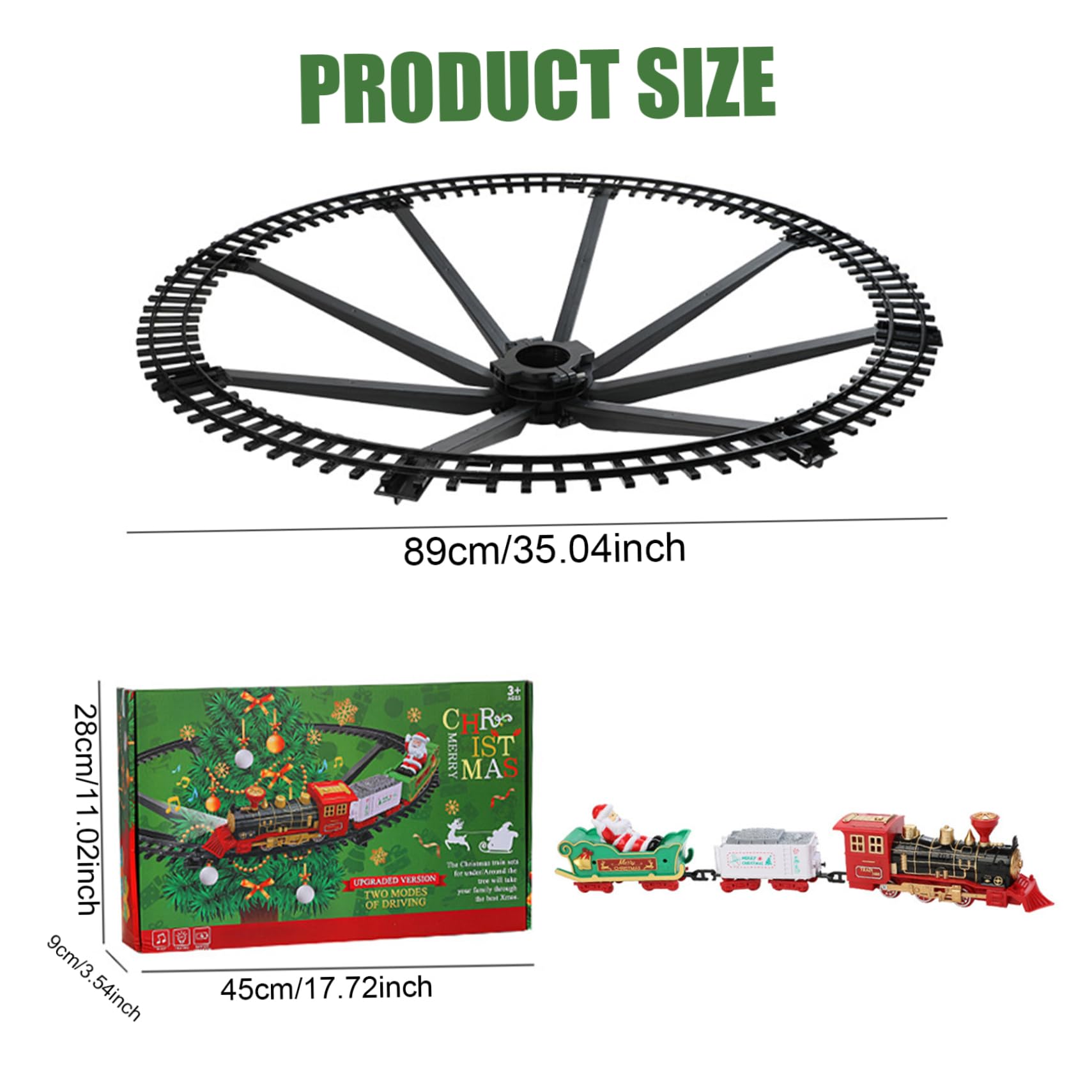 Ensemble de trains de Noël électriques autour du sapin de Noël avec lumière et son, 2 chariots de simulation, cadeaux pour enfants, sans batterie