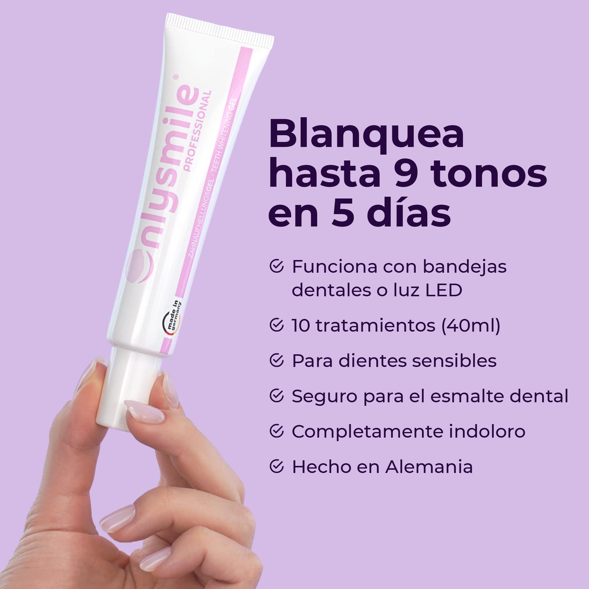 OnlySmile Pack de 2 Gel Blanqueador Dental Profesional– Producto Favorito 2024-2025 – Compatible con Férulas y LED – Blanqueamiento Dental: Dientes Blancos hasta 9 Tonos – Teeth Whitening Gel 80 ml