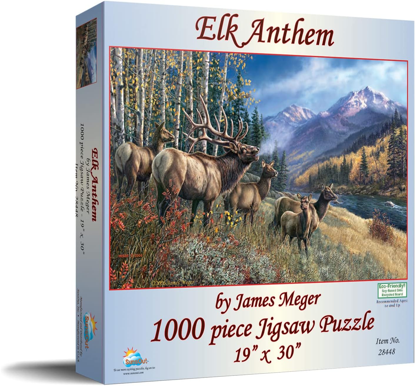 SUNSOUT INC - Elk Anthem - 1000 pc Jigsaw Puzzle by Artist: James Meger - Finished Size 19" x 30" - MPN# 28448