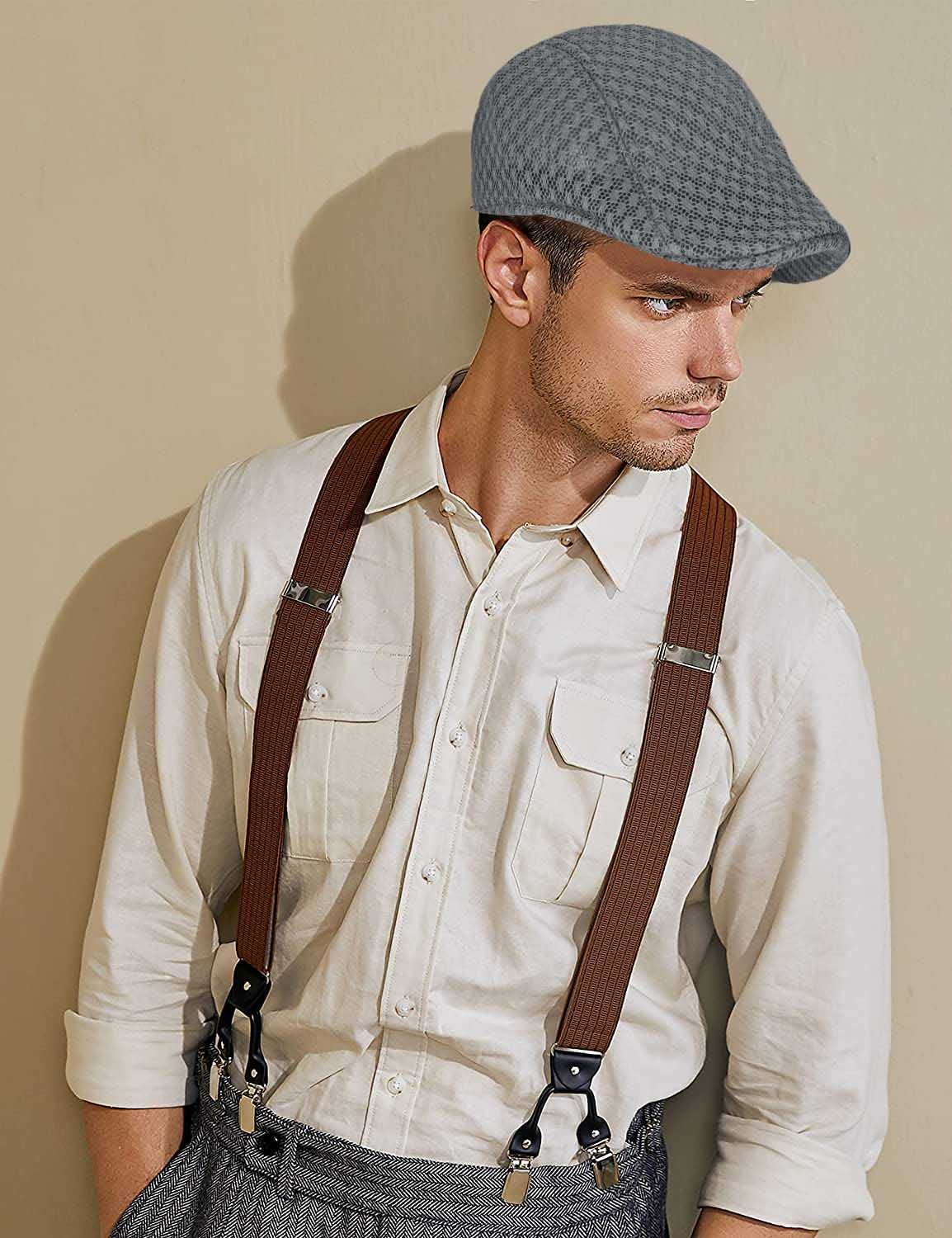 Rayson Czapka z daszkiem oddychająca letnia siateczka czapka golfowa Newsboy -hüte Mesh Flat Enkerbill czapka Casual Cap Hollow Mesh czapka Barette Cap, szary, jeden rozmiar