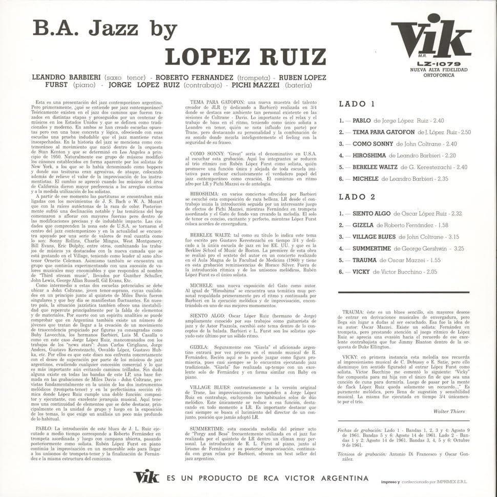 B.A. Jazz by Lopez Ruiz レコード B.A. Jazz by Lopez Ruiz レコード B.A. Jazz by Lopez Ruiz(LP