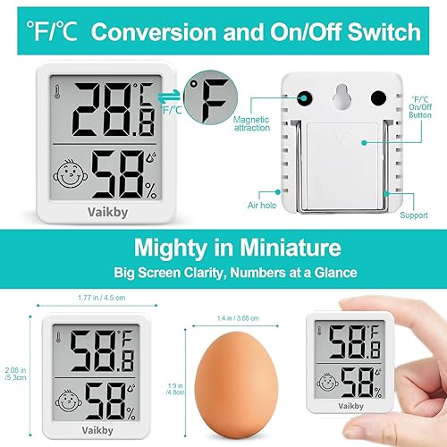 Miniatura 3 de Higrómetro de humedad para interiores, paquete de 3, termómetro de habitación para monitor preciso de temperatura ambiente, higrómetro digital con