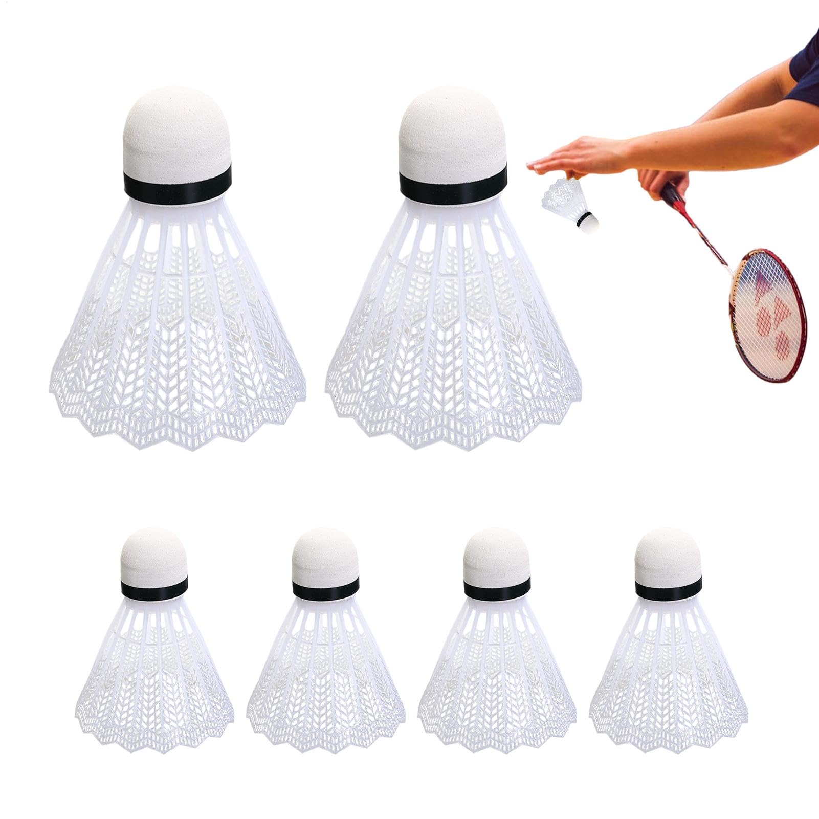 Badminton Bird - 6pcs Badminton Practice Bird, Shuttlecocks for Badminton | Durable and Stable Badminton Supplies for Hitting Training, Badminton Supplies for Men, Badminton Supplies for Men