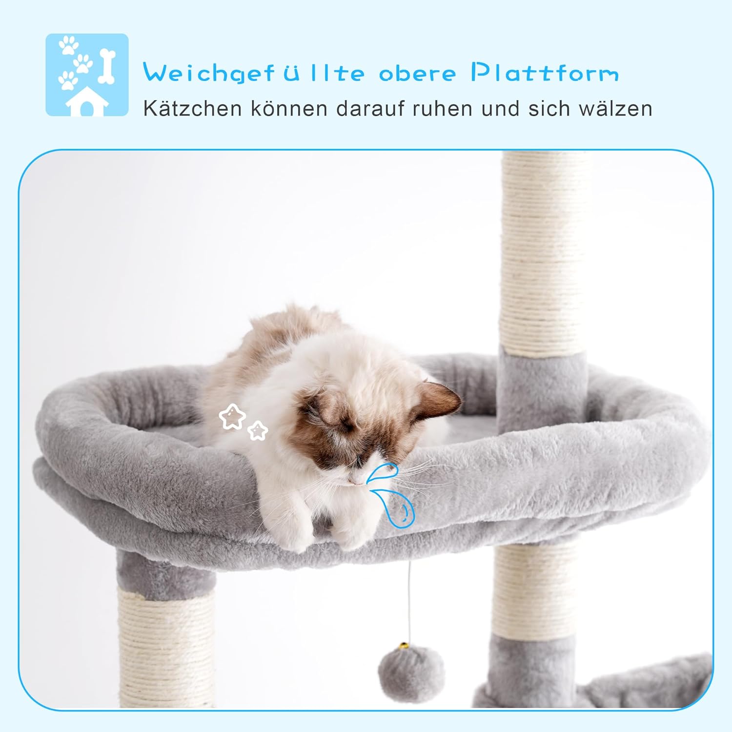 Image of a cat resting on the soft, padded top platform