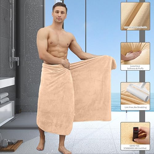 Miniatura 6 de Toalla de baño extra grande de 4 piezas (35 x 70 pulgadas), toalla de baño ultra suave de gran tamaño, juego de toallas de baño para baño, hotel,