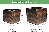 Vista 2 de Maceta decorativa de madera extra grande con soporte universal para postes de luz, paraguas, comederos de pájaros, caja de madera maciza para jardín