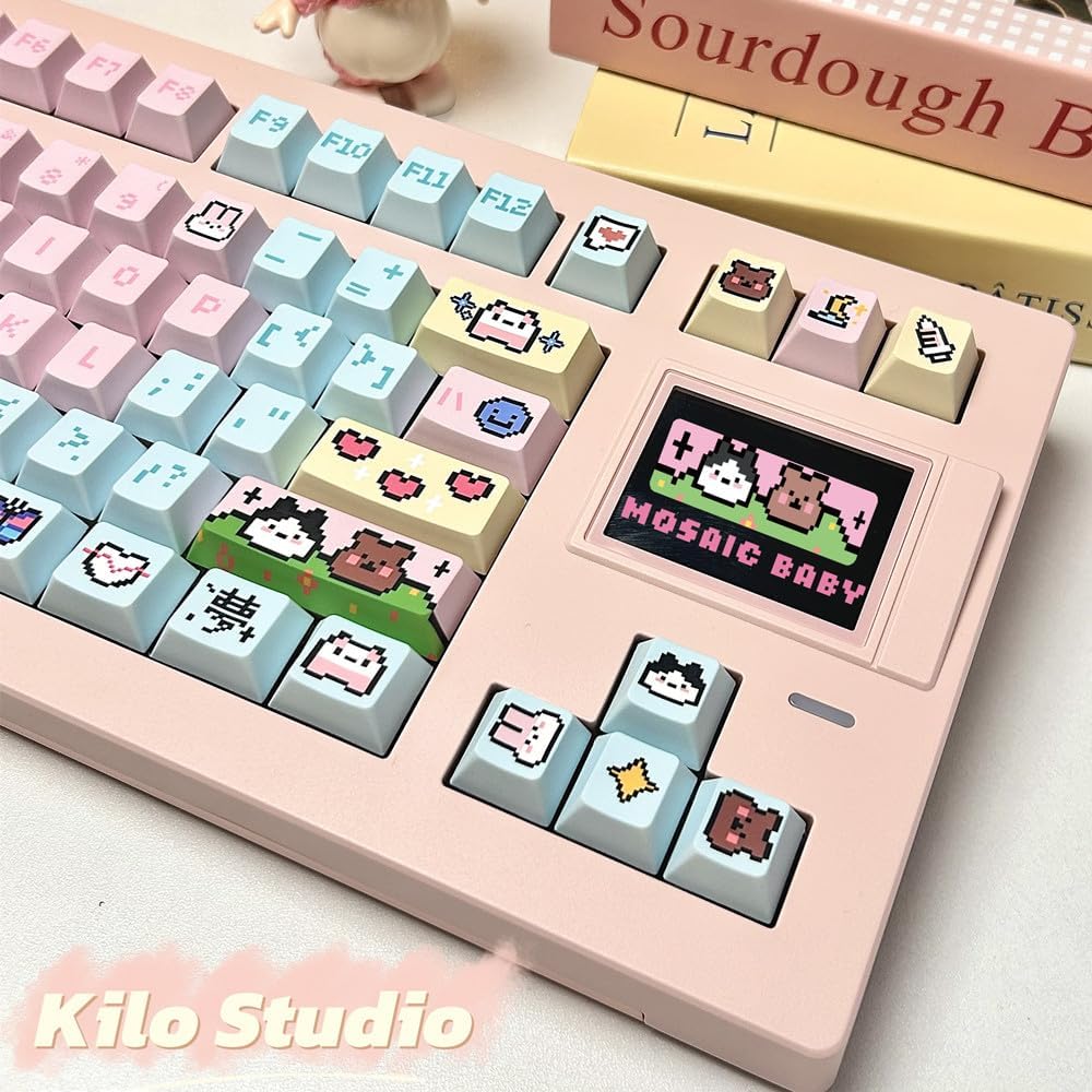 Pixel Mosaicbaby Keycap Set Kilo Studio Mechanical Keyboard Keycaps Cherry/KOA Profile PBT 5 Side DYE Sublimation Keys (cherrp Profile)