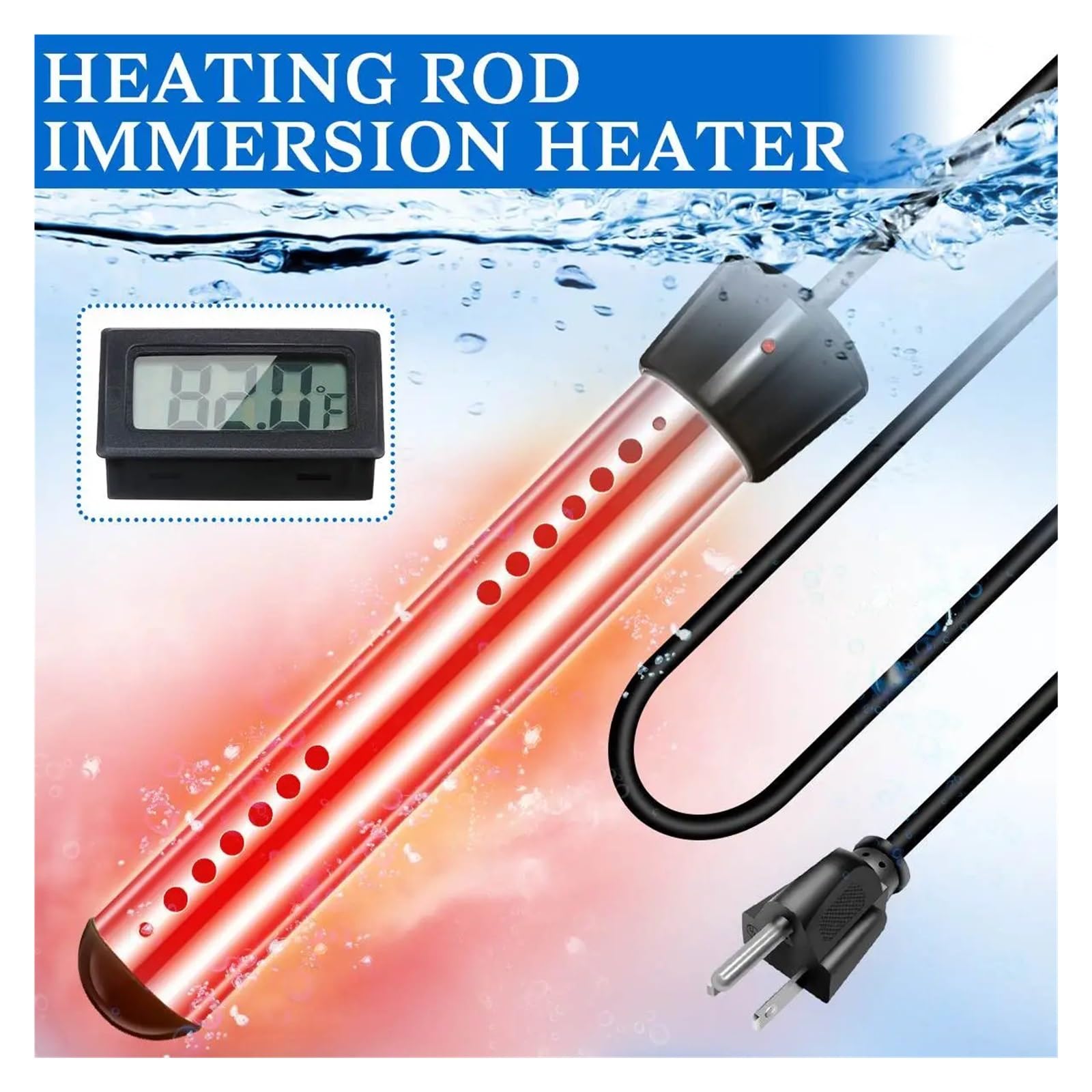 Tragbarer Pool-Warmwasserbereiter, 120 V, 1500 W, elektrische Tauchheizung mit digitalem Thermometer for aufblasbare Pool-Badewanne