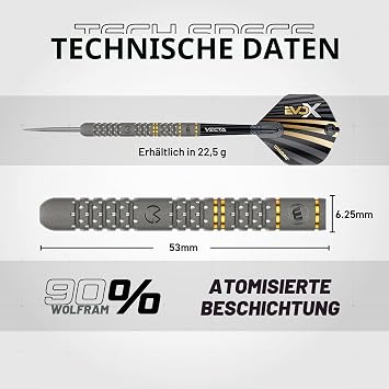 WINMAU Michael Van Gerwen EvoX Darts Set & MVG Armor G1 Case Combo - 22.5g - 90% Tungsten Professional Set + Heavy Duty Dart Storage Bag