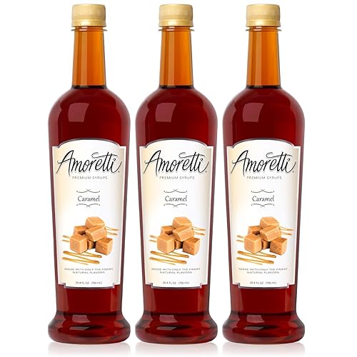 Amoretti Jarabe de caramelo premium 25.4fl oz, paquete de 3