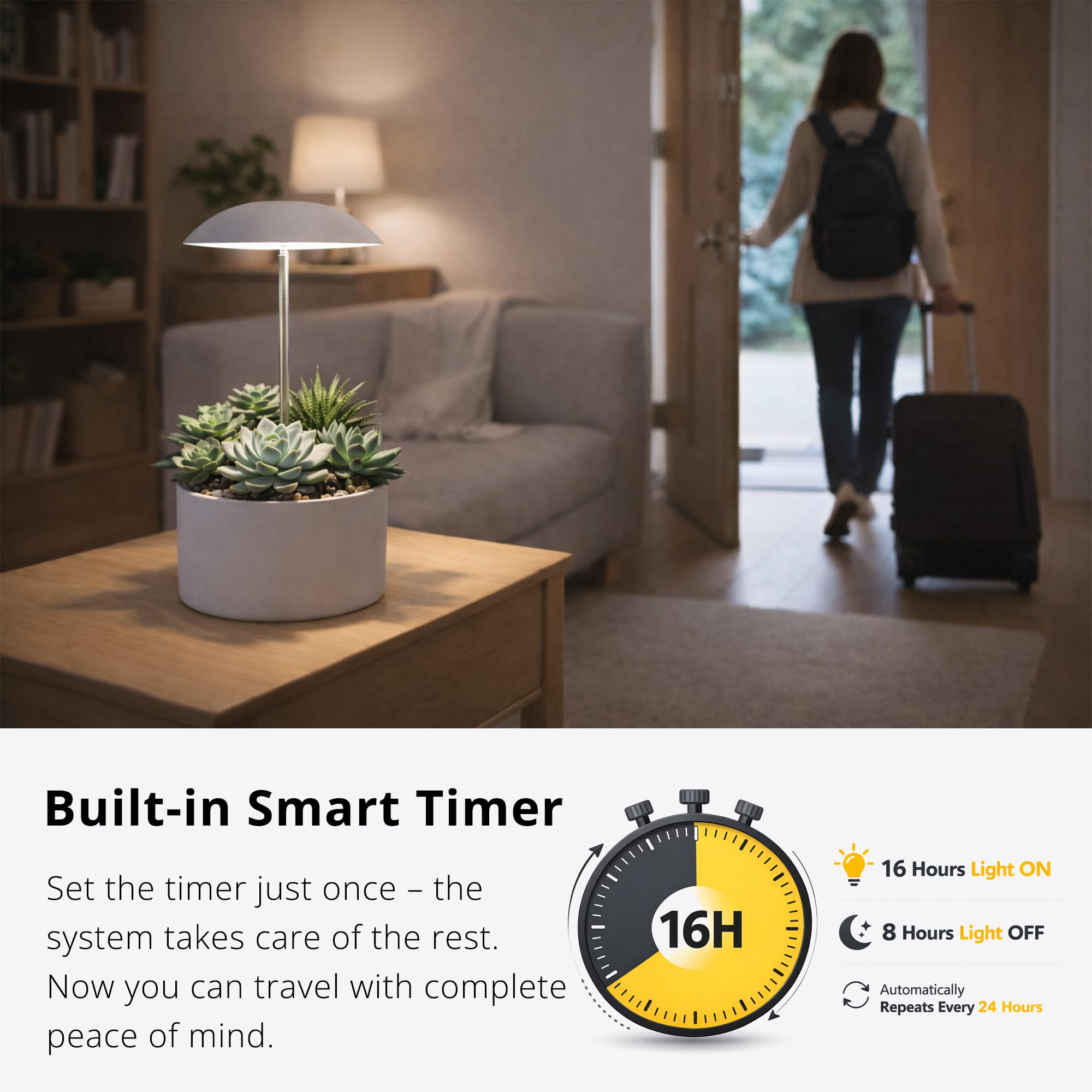 Lot de 2 lampes de croissance LED pour plantes d'intérieur intelligentes USB avec télécommande, hauteur réglable, minuterie automatique, idéal pour la décoration de la maison