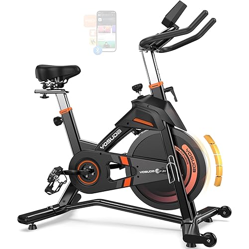 YOSUDA Magnetic Exercise Bike,Stationary Bikes for Home with Exclusive App, 400 lbs Weight Capacity & 50 lbs Flywheel, Indoor Cycling Bike with Tablet Holder & Adjustable Seat and Handlebars