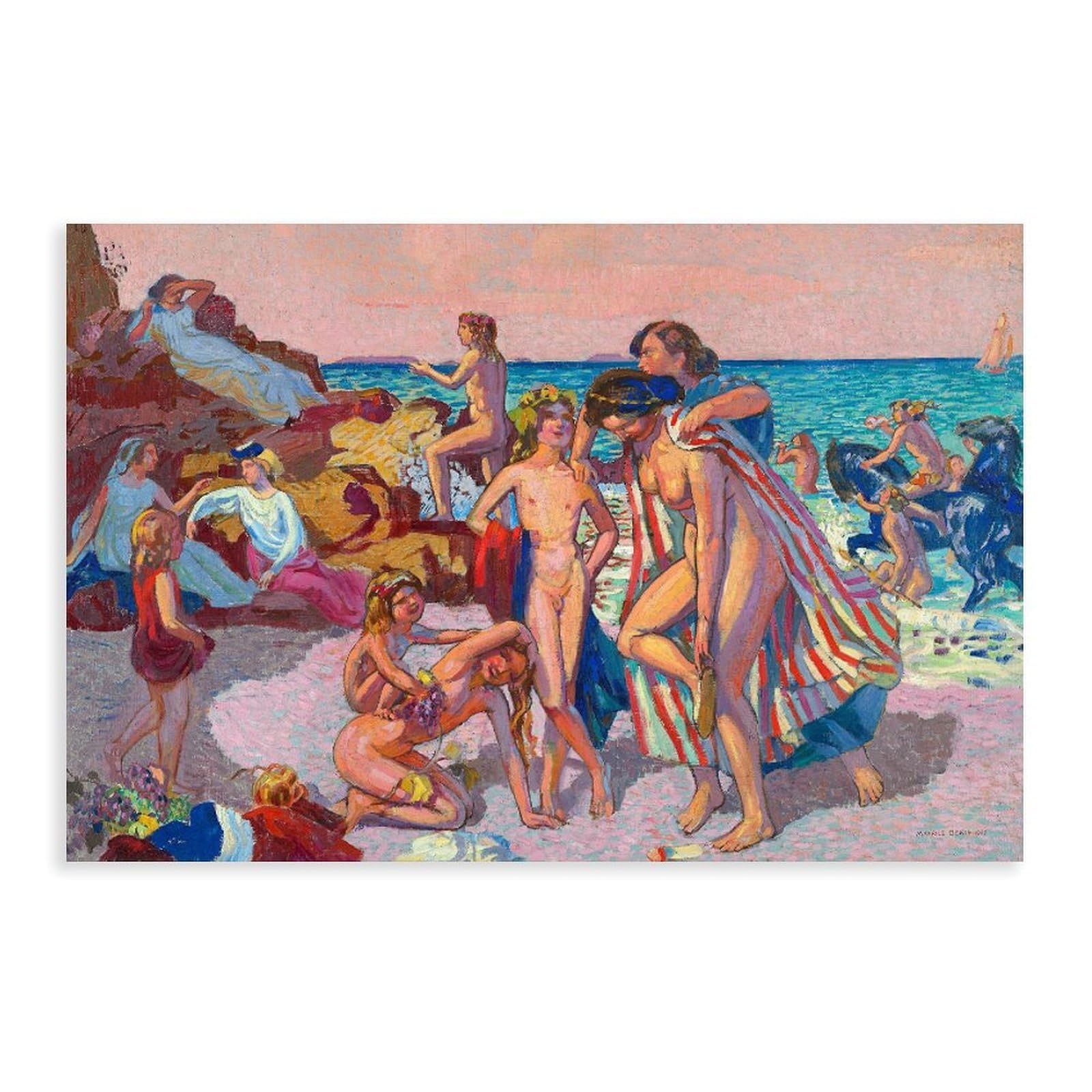DFJyjFGJJ Maurice Denis,Bacchus And Ariadne 1907 Poster Print for Teen Boys Room Wall Art Canvas Painting 16" L X 24" W