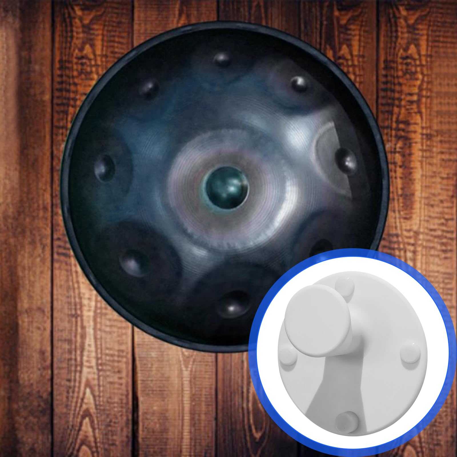 Handpan Wandhalterung, Handpan-Drum Instrument Aufhänger mit Gummi-Puffern, Zungentrommel Wandhalterung für Hand Pan Spieler (Weiß)