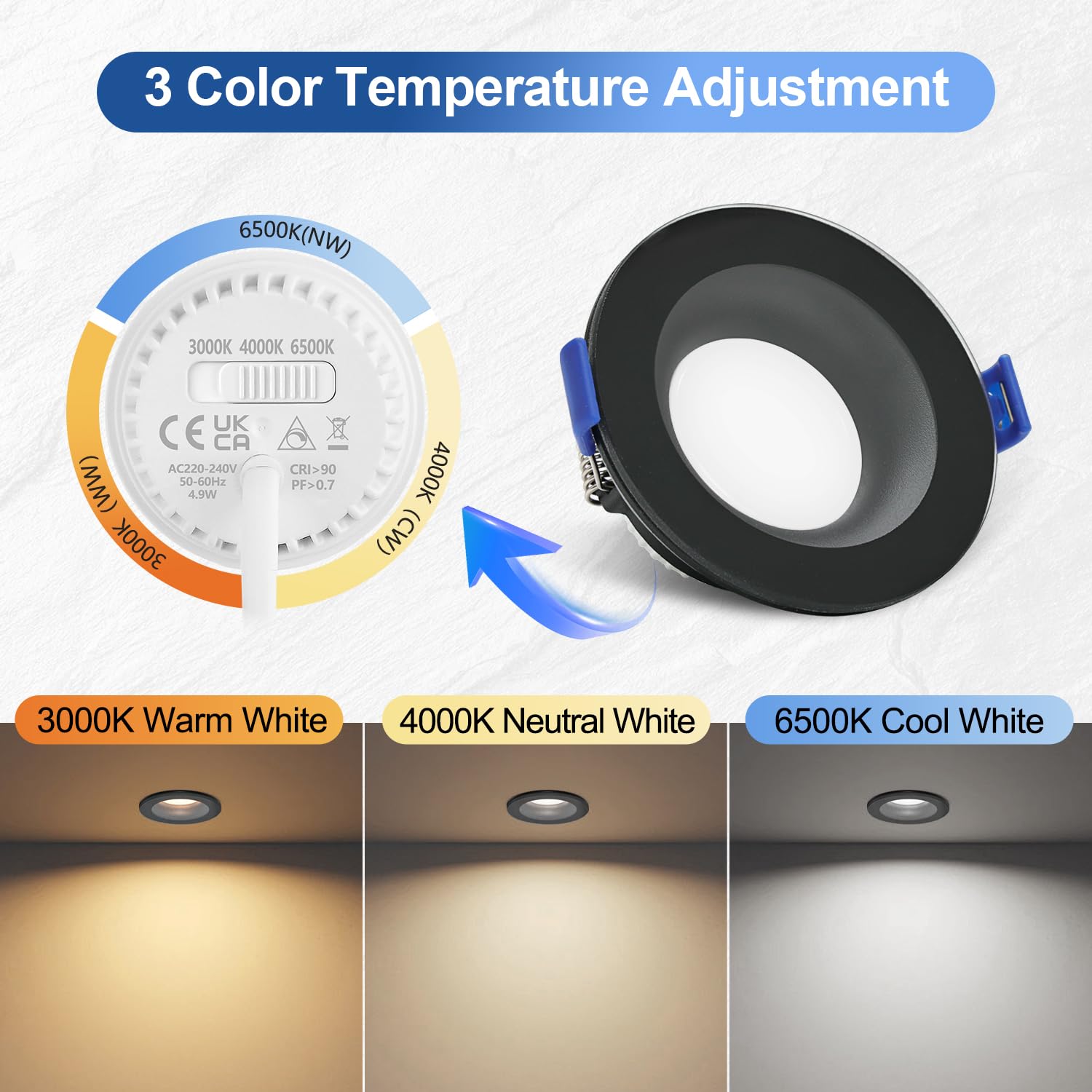 YindaLux Set de 3 Spot LED Encastrable 230V 3W 4000K Blanc Neutre, 15mm Extra Plat Spots de
