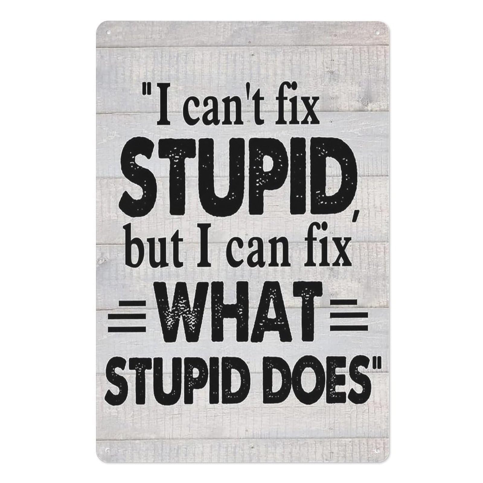 peiyeety Rustic I Can't Fix Stupid But I Can Fix What Stupid Does Metal Tin Sign 8x12 Inch, Funny Gift for Team Member Employee Coworker