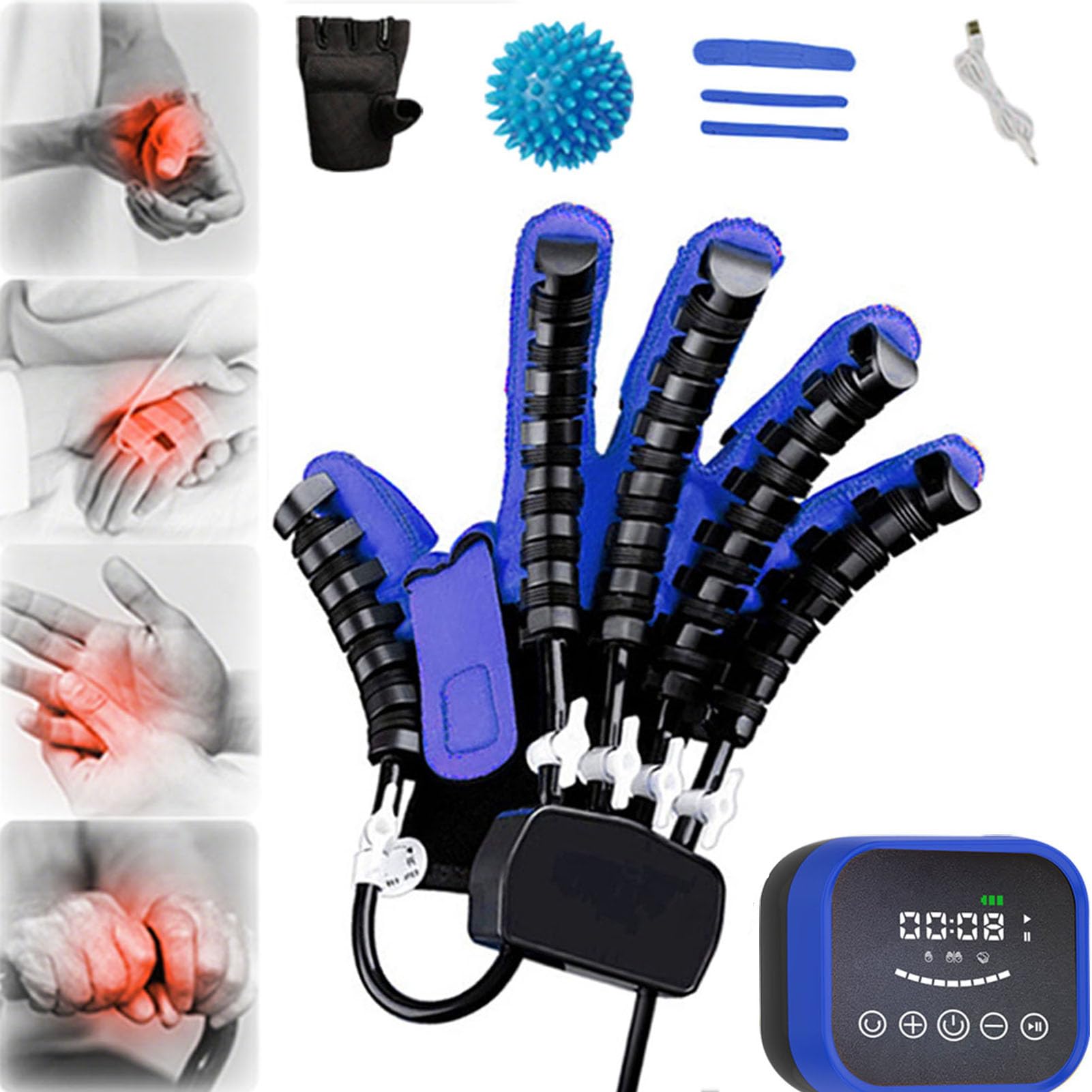 Guantes RobóTicos de Rehabilitación de Mano,Entrenador para Ictus y Hemiplejia, Equipo de Fisioterapia para Recuperación Postquirúrgica y Entrenamiento de Mano A Right L