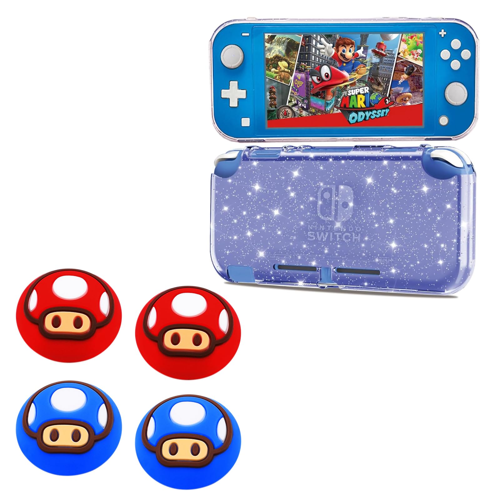 Switch Lite Case Glitter and 4 PCS Switch Lite Thumb Grips Caps