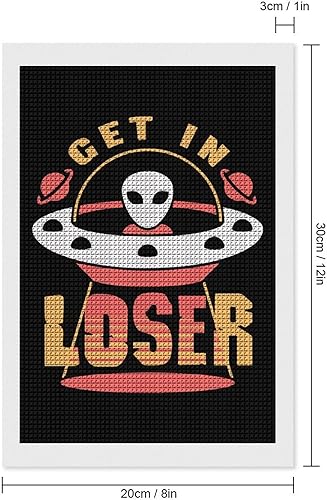 Miniatura 2 de Alien Get in Loser - Kit de pintura de diamante con taladro cuadrado completo, manualidades artísticas para decoración de pared del hogar