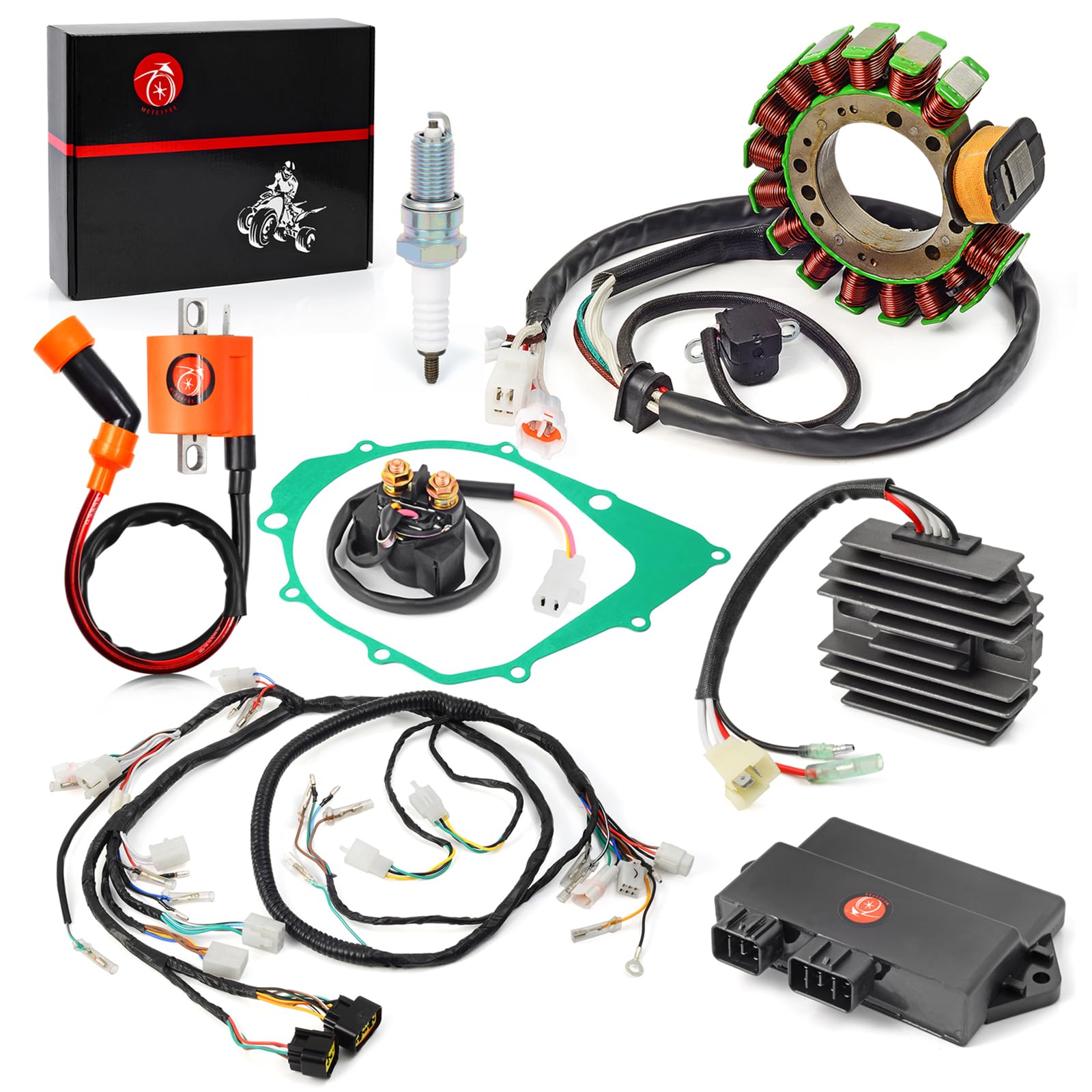 Photo 1 of 348cc 3HN-85510-10-00 Wiring Wire Harness CDI Coil Stator Regulator Relay Gasket Kit for Yamaha Warrior 350 YFM350 1997-2001 3GD-82590-40-00