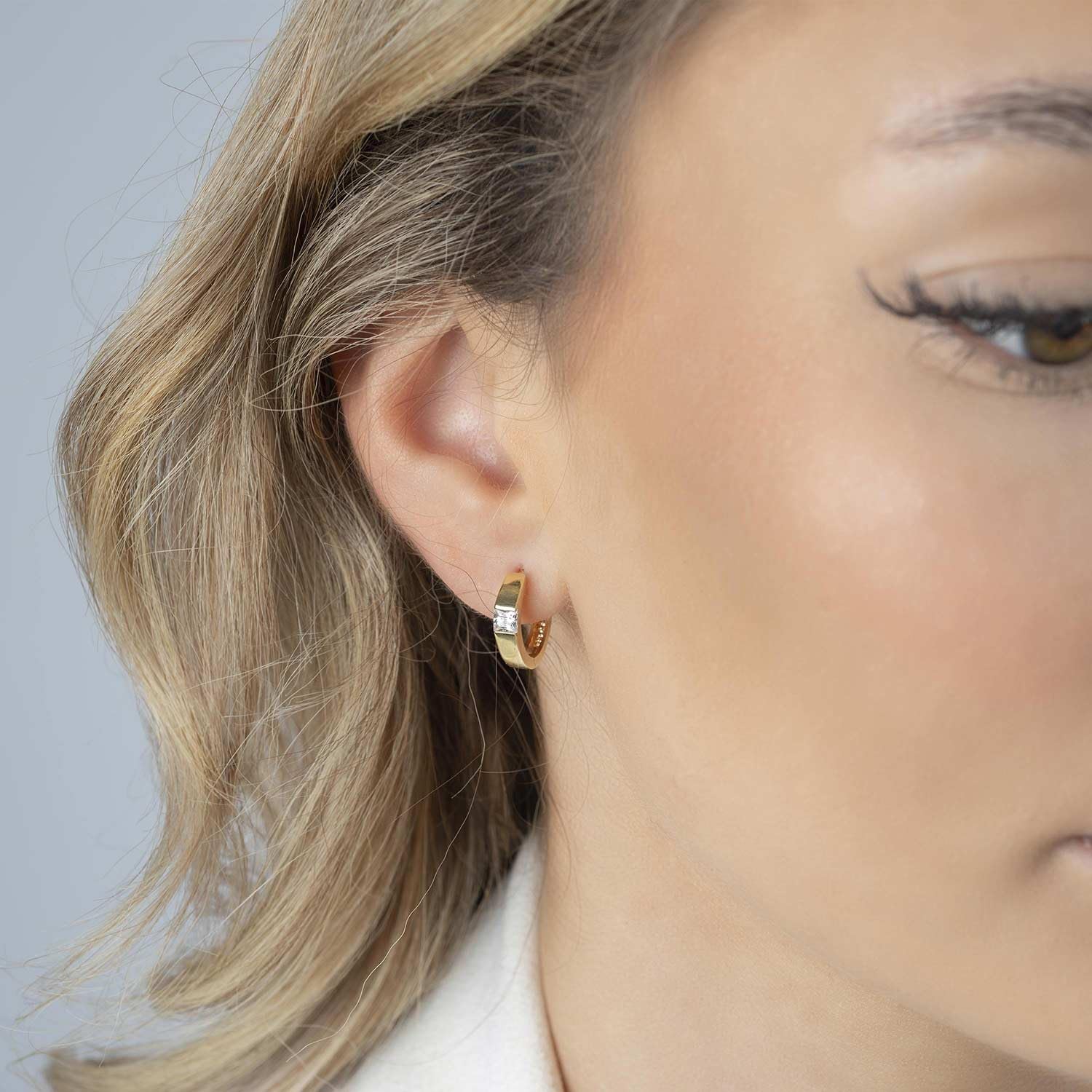 MATERIA by Matthias Wagner Pendientes de aro de plata 925 para mujer, 17 mm, rodiados o dorados, Circonita cúbica, Circonia cúbica
