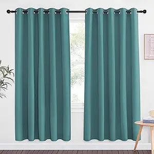 NICETOWN Sea Teal Blackout Curtains for Bedroom 72 Inches Long, Thermal Insulated Room Darkening Grommet Window Curtains for Living Room Nursery, 66 inch x 72 inche, 1 Panel