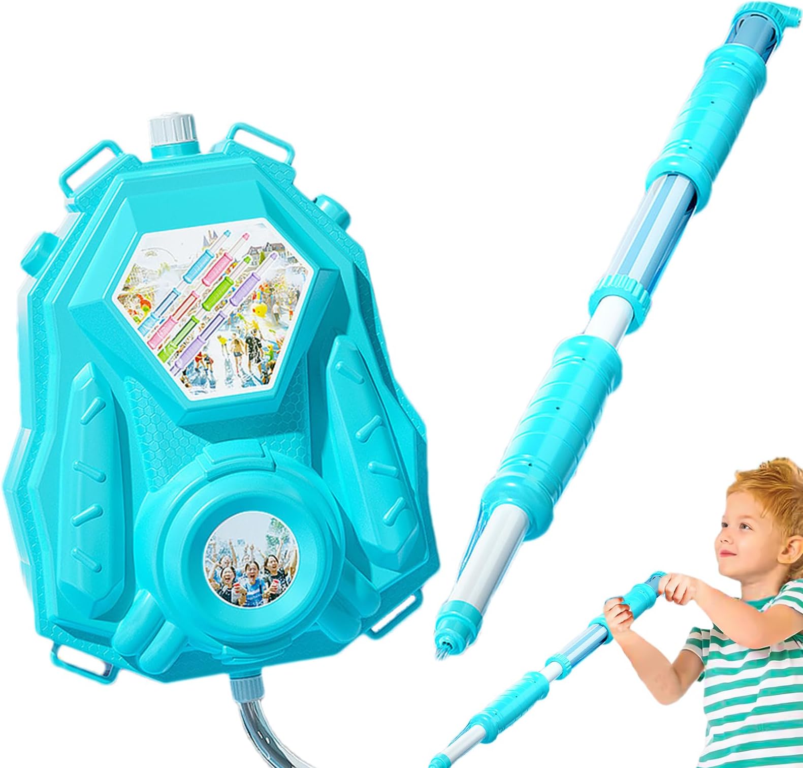 Water Pool Toys - Pull-Out Injector Tool, Long-Range Squirter Tool for Playing, Outdoor Summer Kit, Active Play Kit with Impact-Resistant Base, Leakproof Water Tools for Soaking Splashing Competing