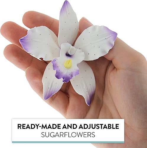 Miniatura 3 de Global Sugar Art Brassavolaelio - Flores de orquídea para pastel de azúcar, color blanco con violeta, 3 unidades por el chef Alan Tetreault