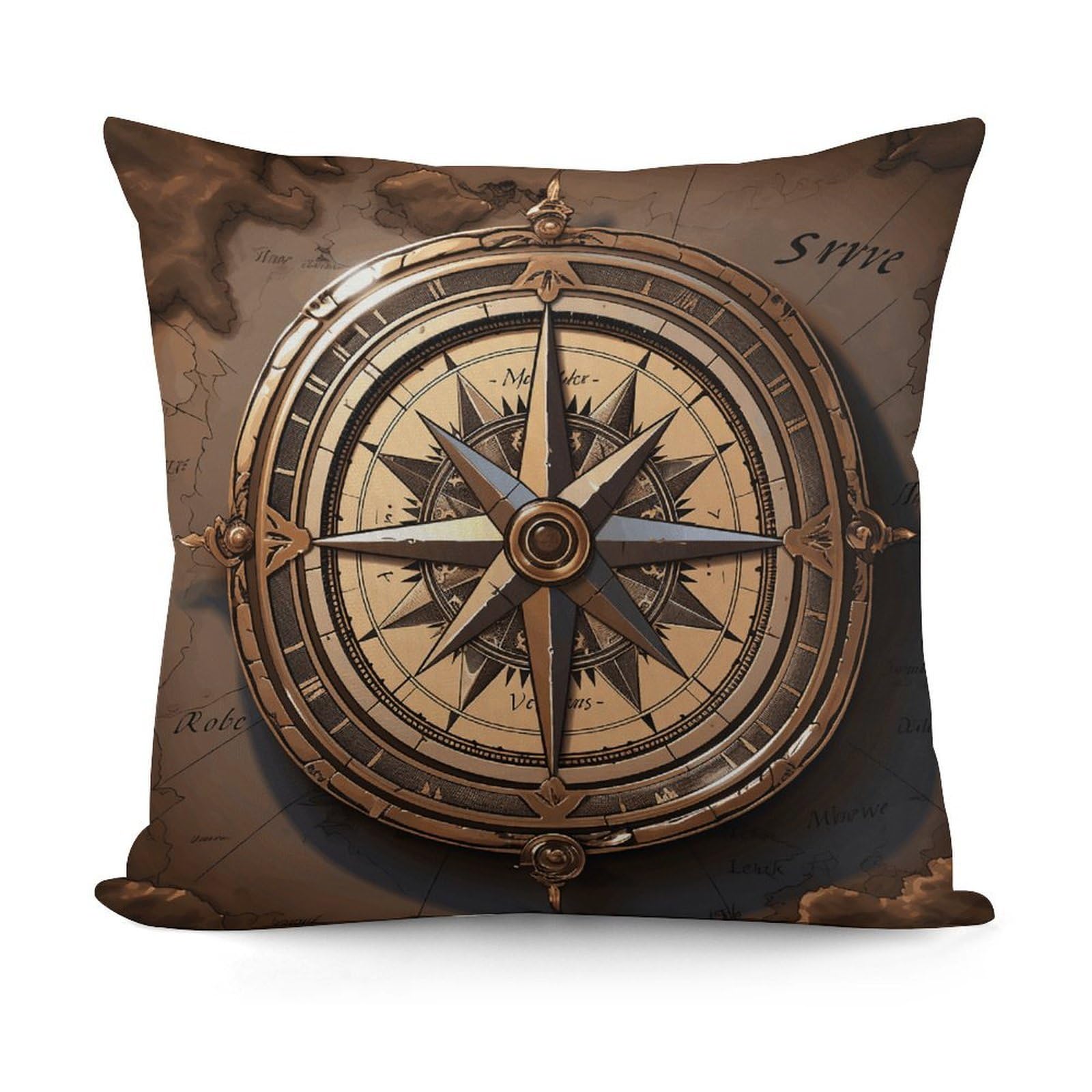 VstaDank Compass Wind Road Map Throw Pillow Cover Soft Square Cushion Cover Art Artwork Pillow Covers Mordern Couch Pillow Covers Decorative Cushion Case for Chair Couch Bedroom Living Room