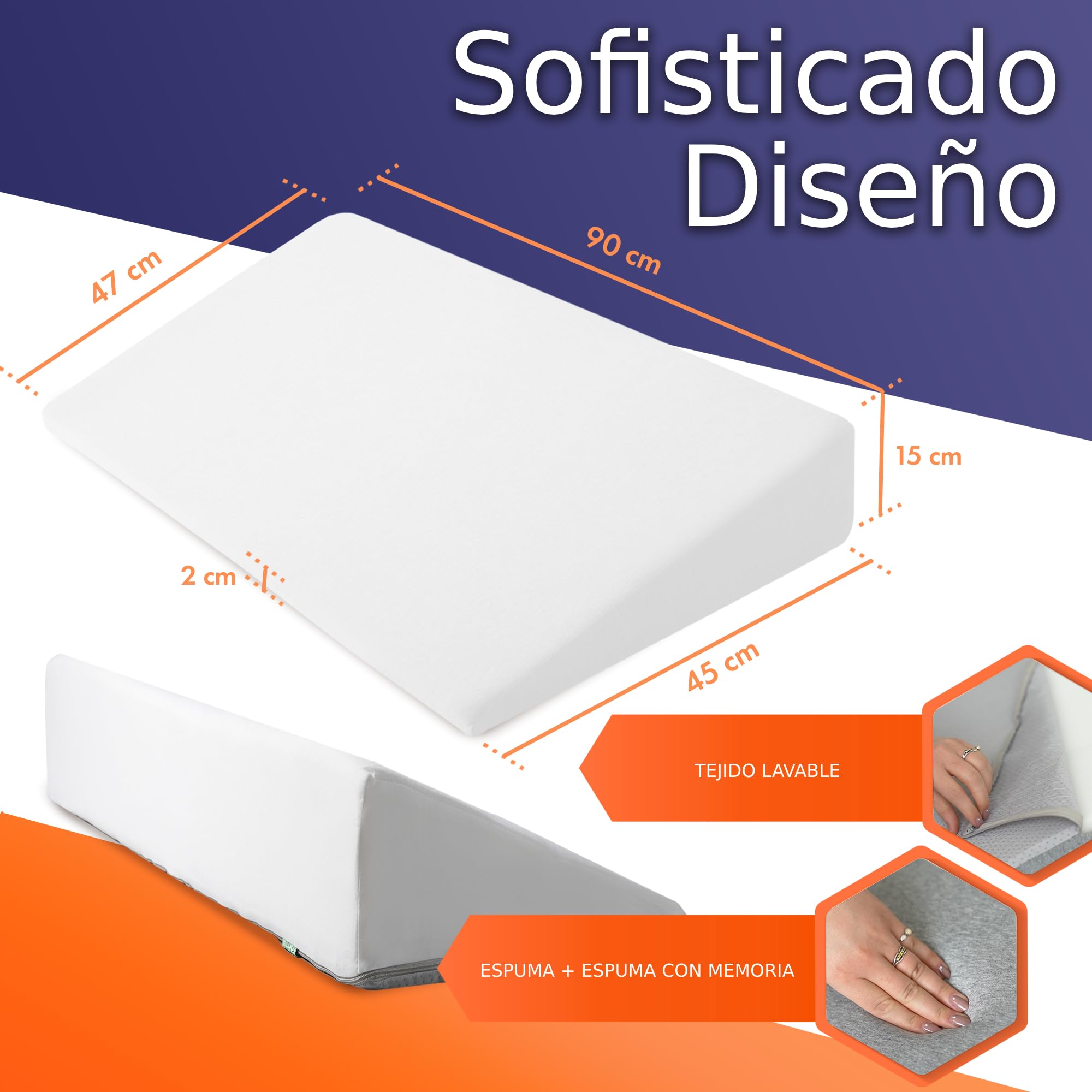 Almohada Cuña Cama para noches tranquilas & bienestar digestivo – Cojín Triangular & Respaldo Cama para respiración nocturna mejorada – Cojín Lectura para leer cómodamente – Certificado OEKO-TEX