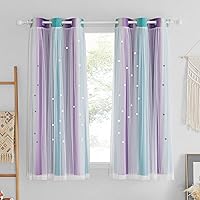 Vista 38 de NICETOWN - Cortinas opacas traslúcidas de capas superpuestas con ojales en la parte superior (52 pulgadas de ancho).