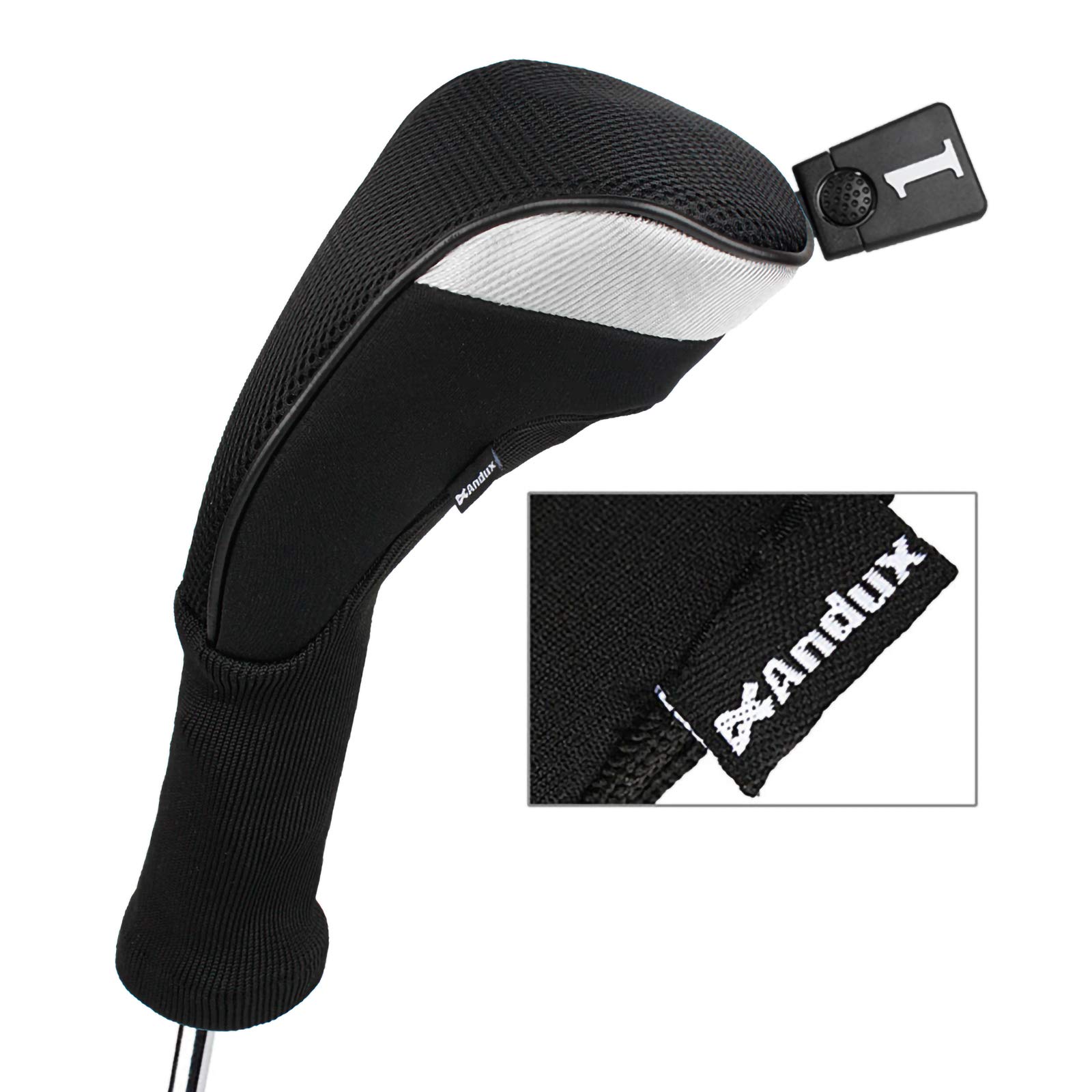 Andux Juego de Cubiertas de Cabeza de Madera para Palos de Golf de 460cc, Cuello Largo, 4 Unidades