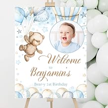 Personalized Minimalist First Birthday Welcome Sign with Picture, Any Gender 1st Birthday Welcome Sign, Birthday Party Decor, 1st Birthday Party Decorations #19