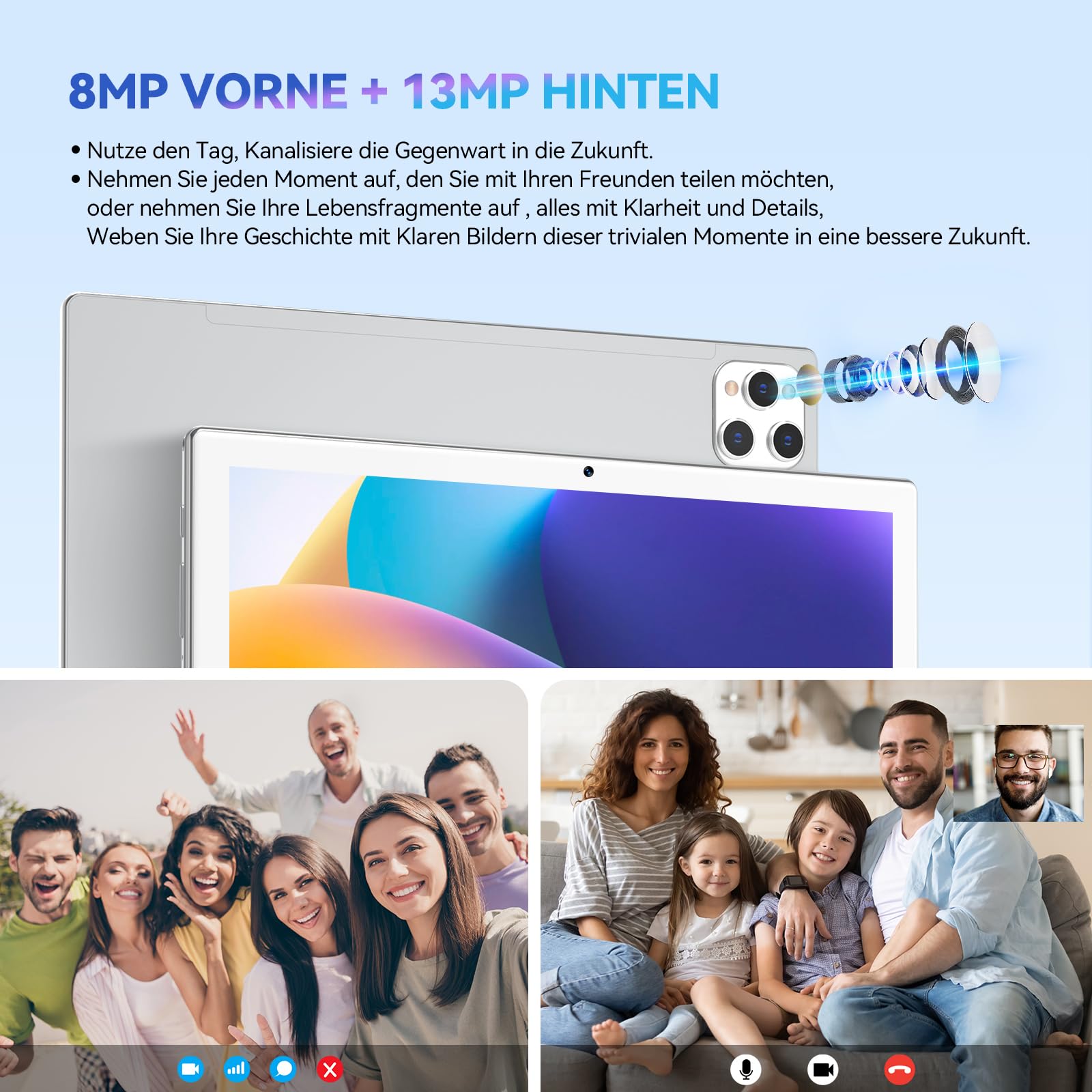 ANTEMPER Tablet 10 Zoll mit Tastatur und Stift | 16GB RAM+128GB ROM (1TB TF) 2026 Neueste Android Tablet PC | MTK Octa-Core 2.0GHz | 5G WiFi | 13MP | 7000mAh Akku | GMS Zertifiziert, Silber