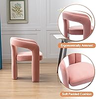 Vista 27 de Tmosi Modernas sillas de comedor de terciopelo tapizadas, con respaldo curvado, cómoda silla auxiliar para cocina, comedor, sala de estar