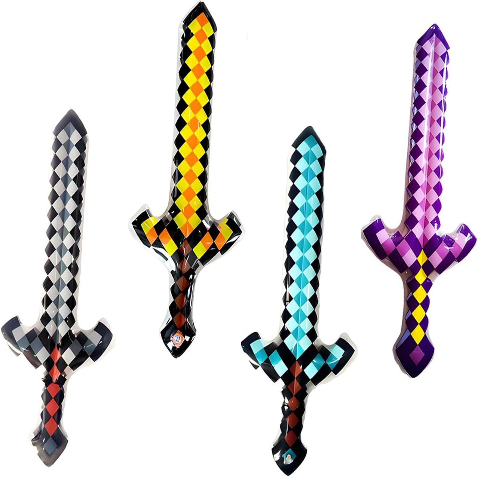 4 Pack Inflatable Swords for Role Play, Inflatable Swords for Kids, Pixel Theme Party Favours,Christmas Secret Santa Gift Halloween Carnival Cosplay Birthday